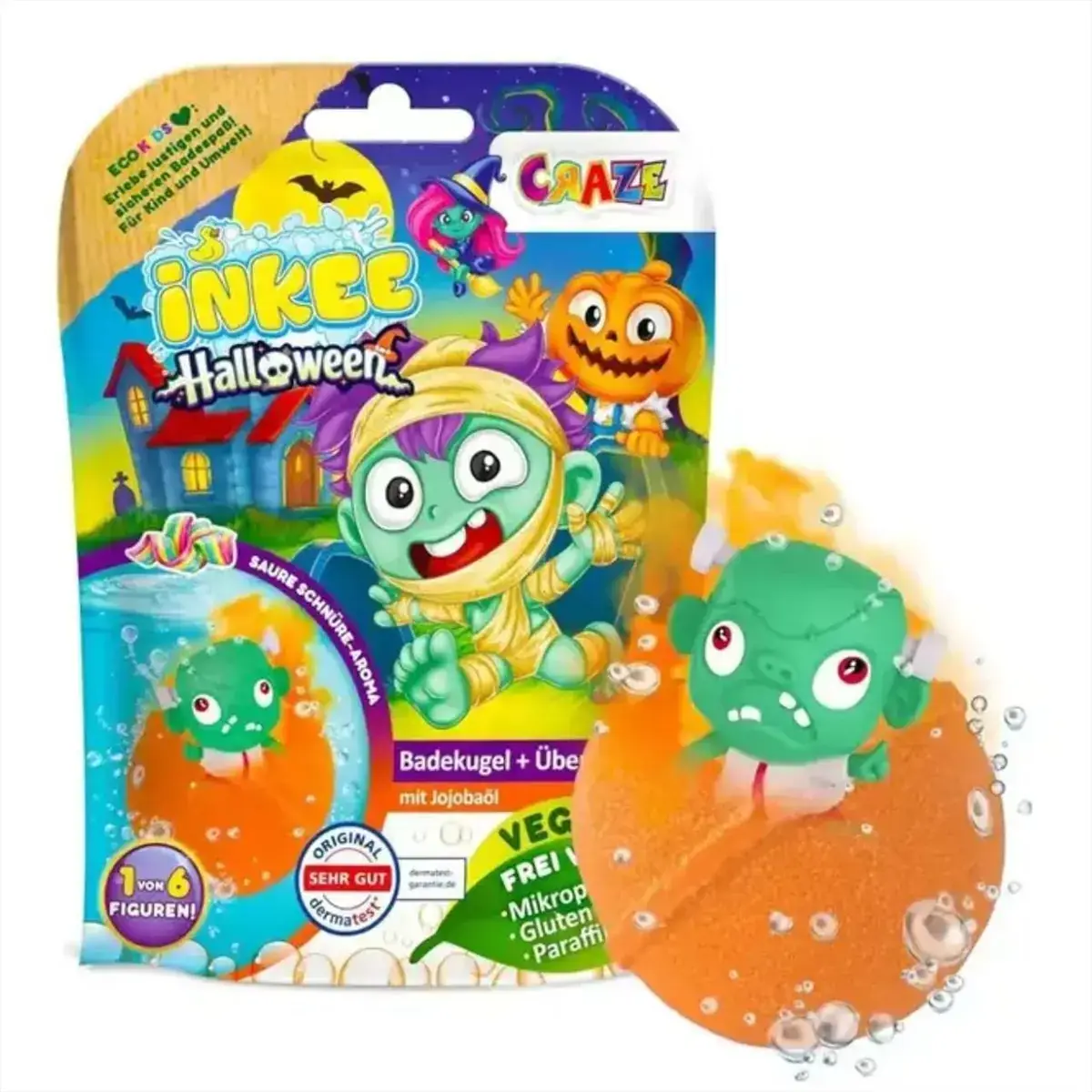 Craze Inkee vegán fürdőbomba meglepetéssel, Halloween - Gyümölcsös gumicukor