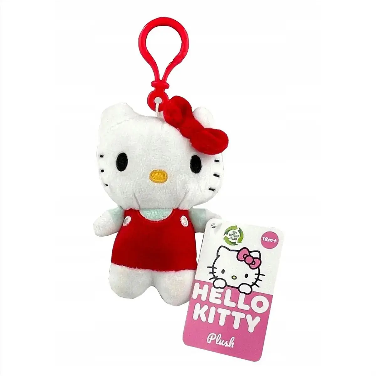 Hello Kitty plüss táskaklipp, 12 cm - piros
