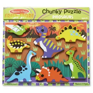 Melissa & Doug Fa készségfejlesztő játék, Könnyen megfogható puzzle, dínók