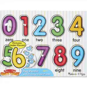 Melissa & Doug Fa készségfejlesztő játék, Puzzle fogantyúval, számok
