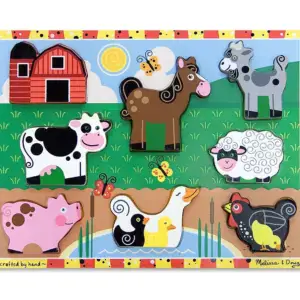 Melissa & Doug Készségfejlesztő játék, Könnyen megfogható puzzle, farm