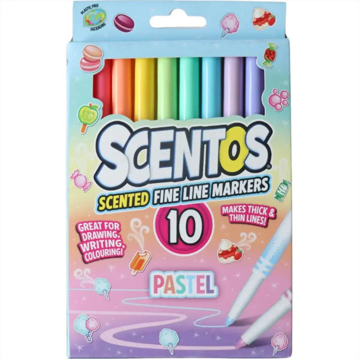 Scentos Illatos, finom vonalú filctoll, pasztell színek, 10 db