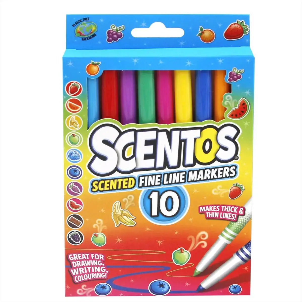 Scentos Illatos, metál fényű, vékony filctoll készlet - 10 db-os